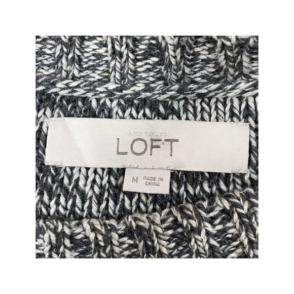 LOFT Cable Knit 100% Cotton Dolman Sleeve Sweater Size M - Picture 7 of 8